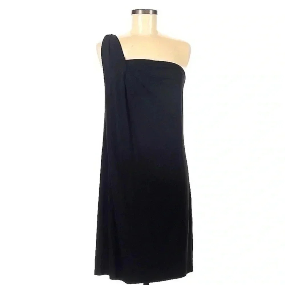 Ann Taylor Classic Chic Black One Shoulder Cocktail Formal Dress Size 6 Small S